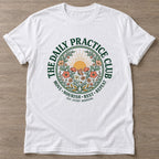 White Bloom Repeat T-shirt — floral strength design, for women who train