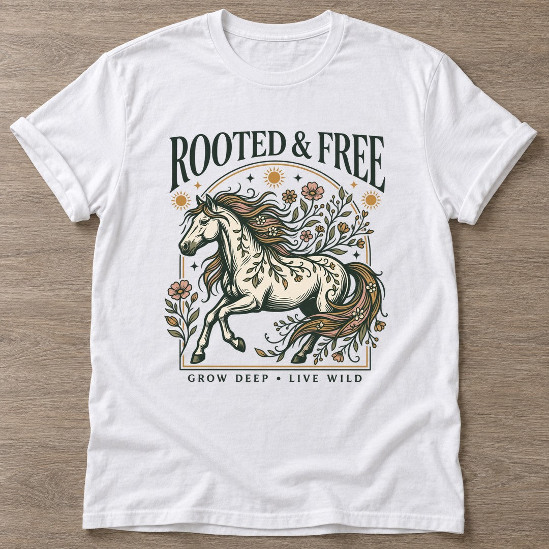 White Untamed Bloom T-shirt — floral strength design, for women who train