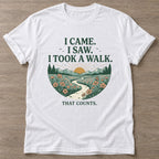 White Took A Walk T-shirt — walking club design, for women who walk