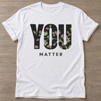 White Bloom Matters T-shirt — floral strength design, for women who train