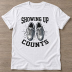 White Laced Intent T-shirt — running design, for women who run