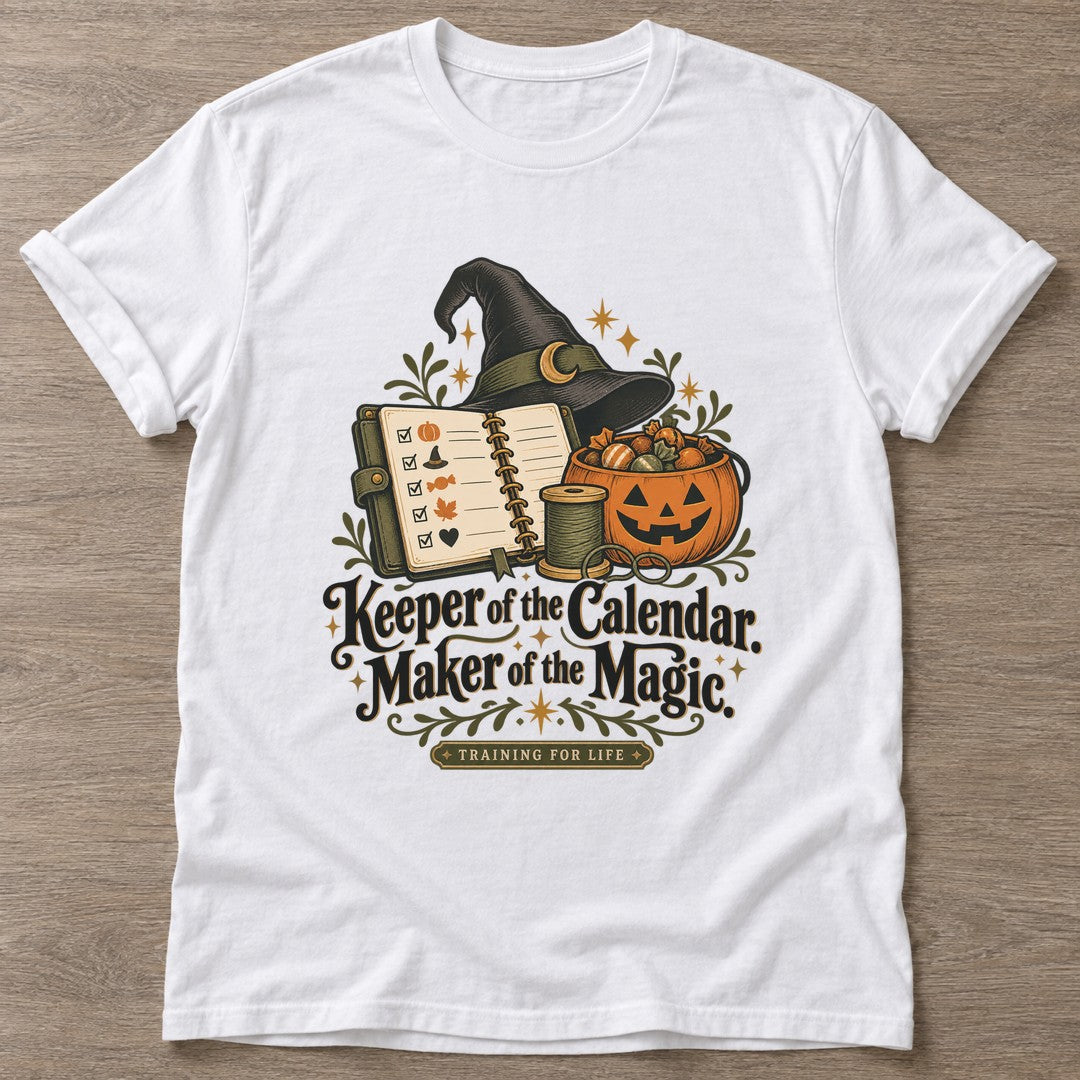 White Witch's Appointment Book T-shirt — everyday workout design, for women who move