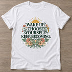 White Bloom Intentional T-shirt — floral strength design, for women who train