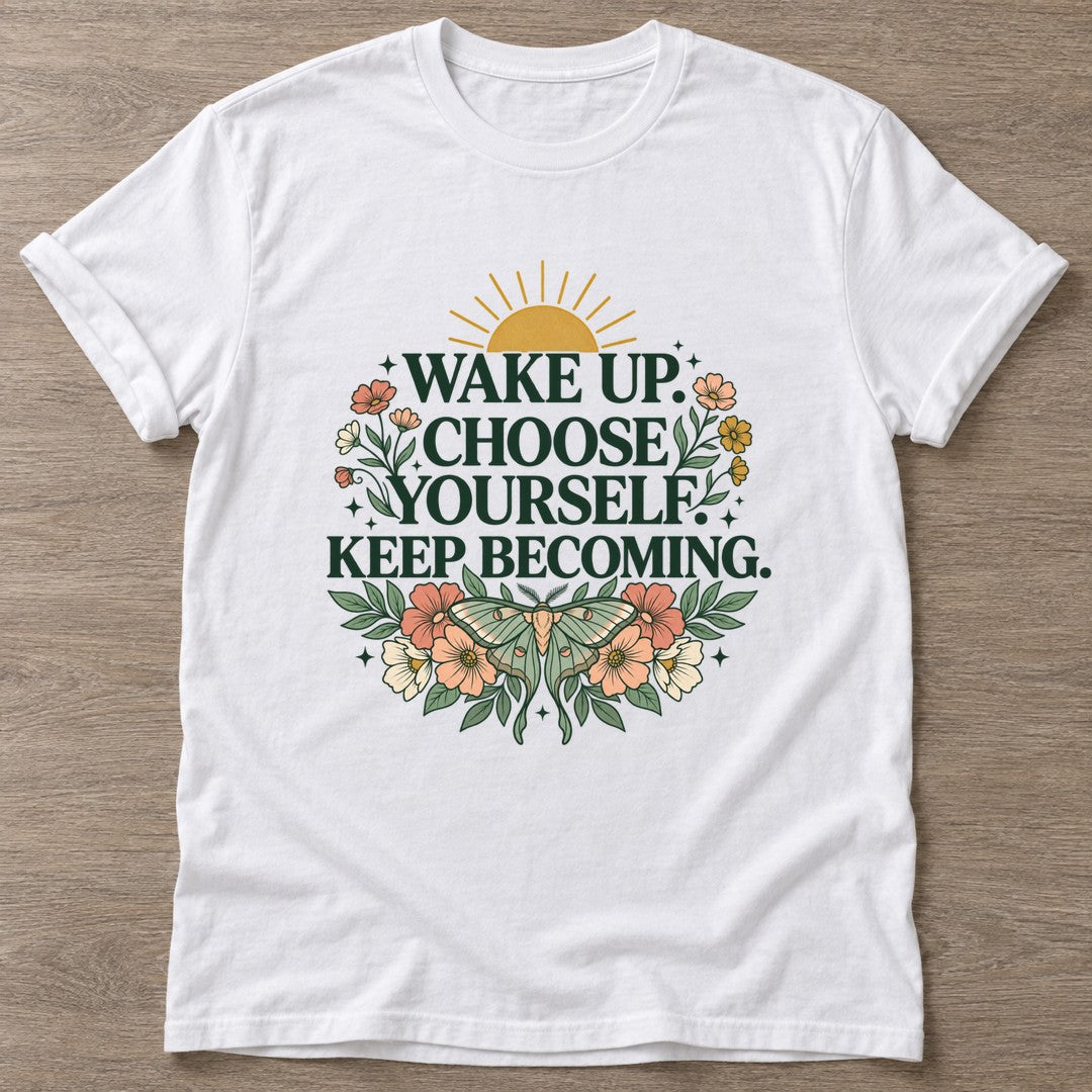 White Bloom Intentional T-shirt — floral strength design, for women who train