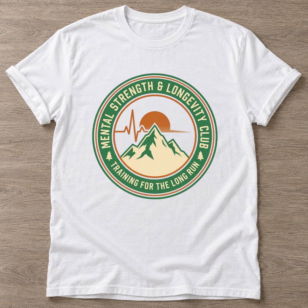 White Endurance Mindset T-shirt — longevity training design, for women over 40