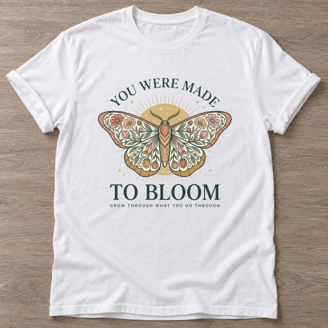 White Bloom Through T-shirt — floral strength design, for women who train