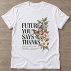 White Growth Blooms T-shirt — growth mindset design, for women building a habit