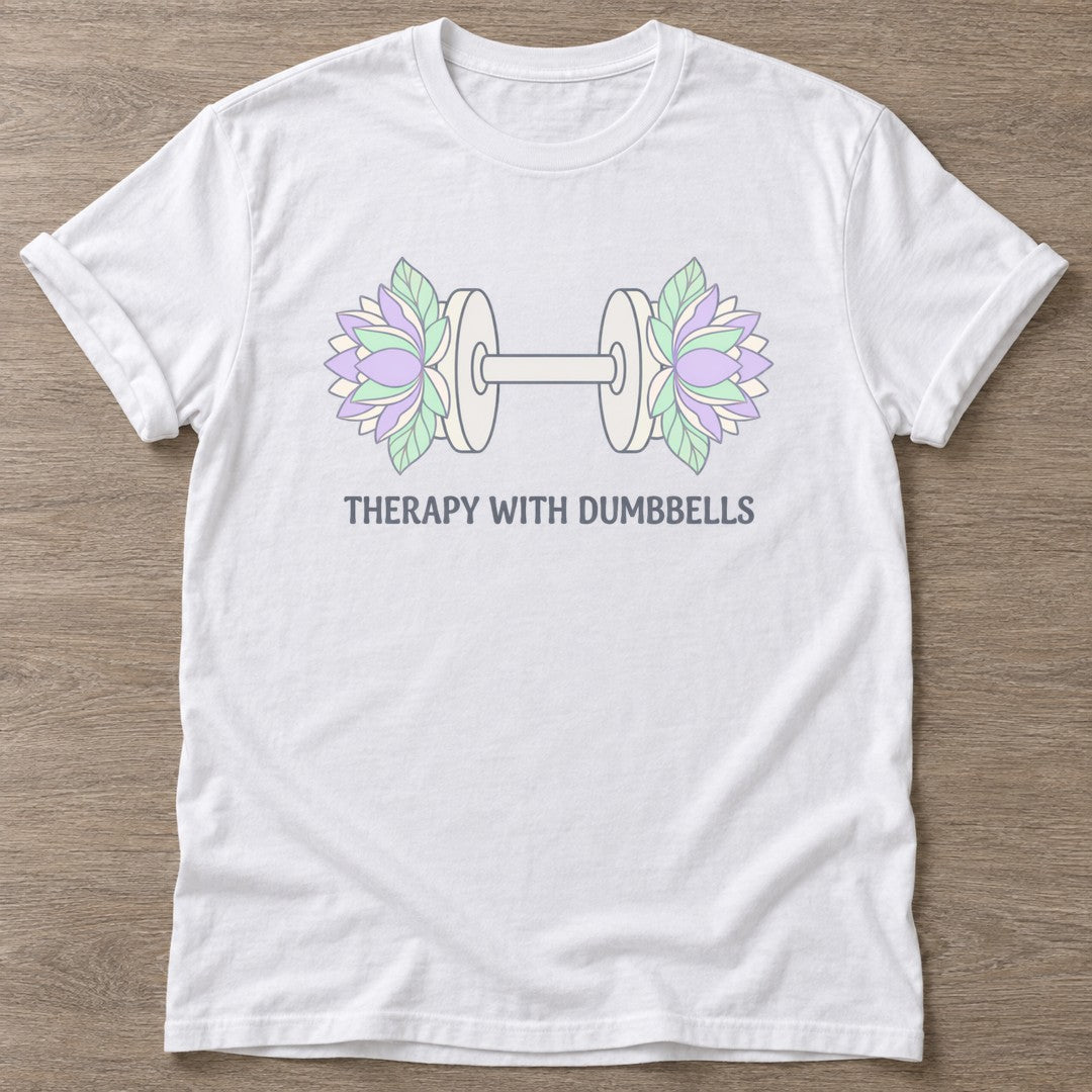 White Floral Iron T-shirt — floral strength design, for women who train