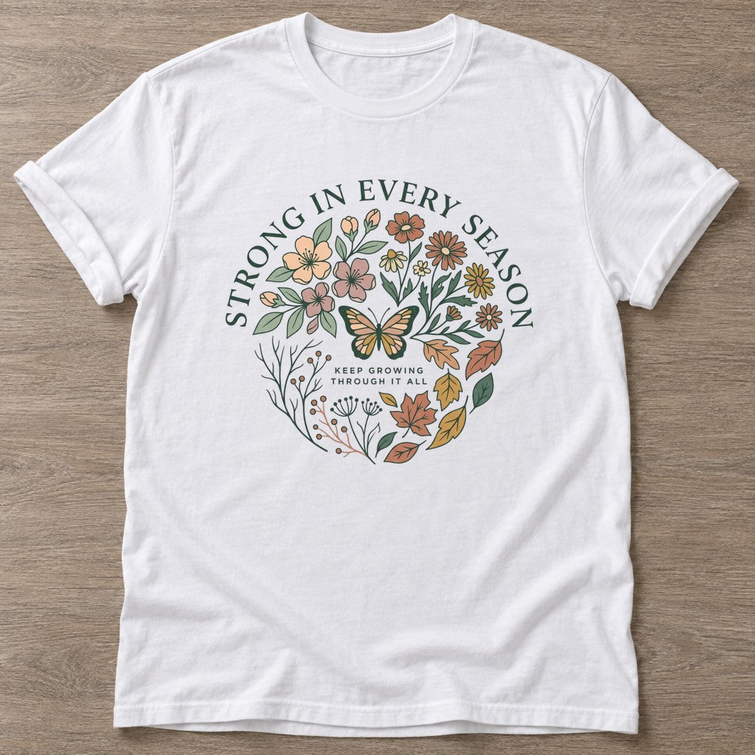 White Bloom Resilient T-shirt — floral strength design, for women who train