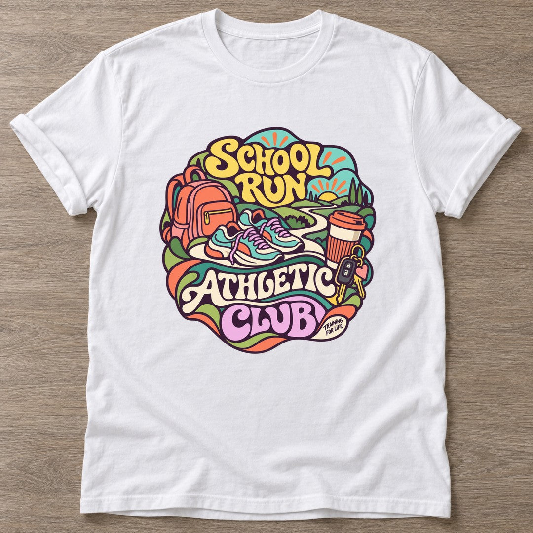 White Athletic Club T-shirt — gym club design, for women who train together