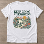 White Progress Practice T-shirt — growth mindset design, for women building a habit