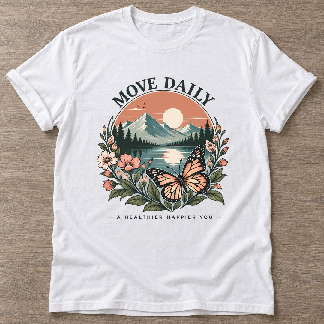 White Mountain Bloom T-shirt — floral strength design, for women who train