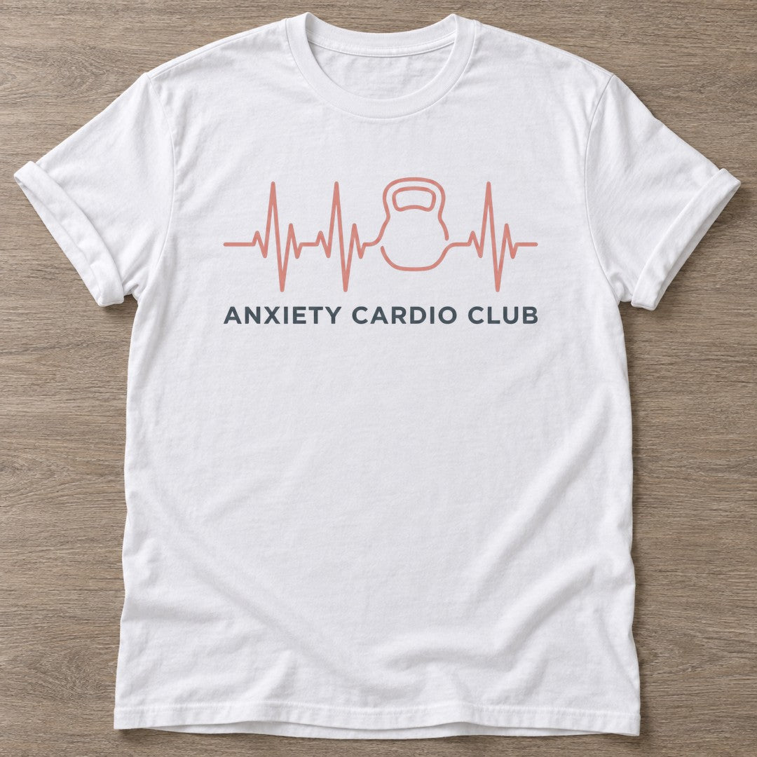 White Nervous Gains T-shirt — funny gym slogan, for women who train and laugh about it