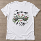 White Iron Rose T-shirt — floral strength design, for women who train