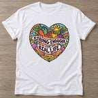 White Real Life Strong T-shirt — body positive design, for every body in the gym
