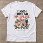 White Bloom Daily T-shirt — floral strength design, for women who train