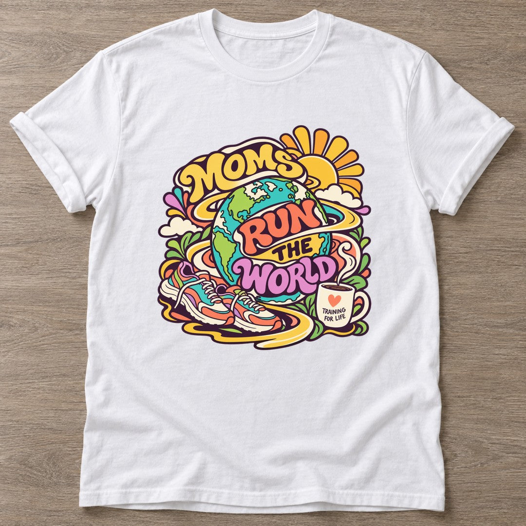 White Run The World T-shirt — running design, for women who run