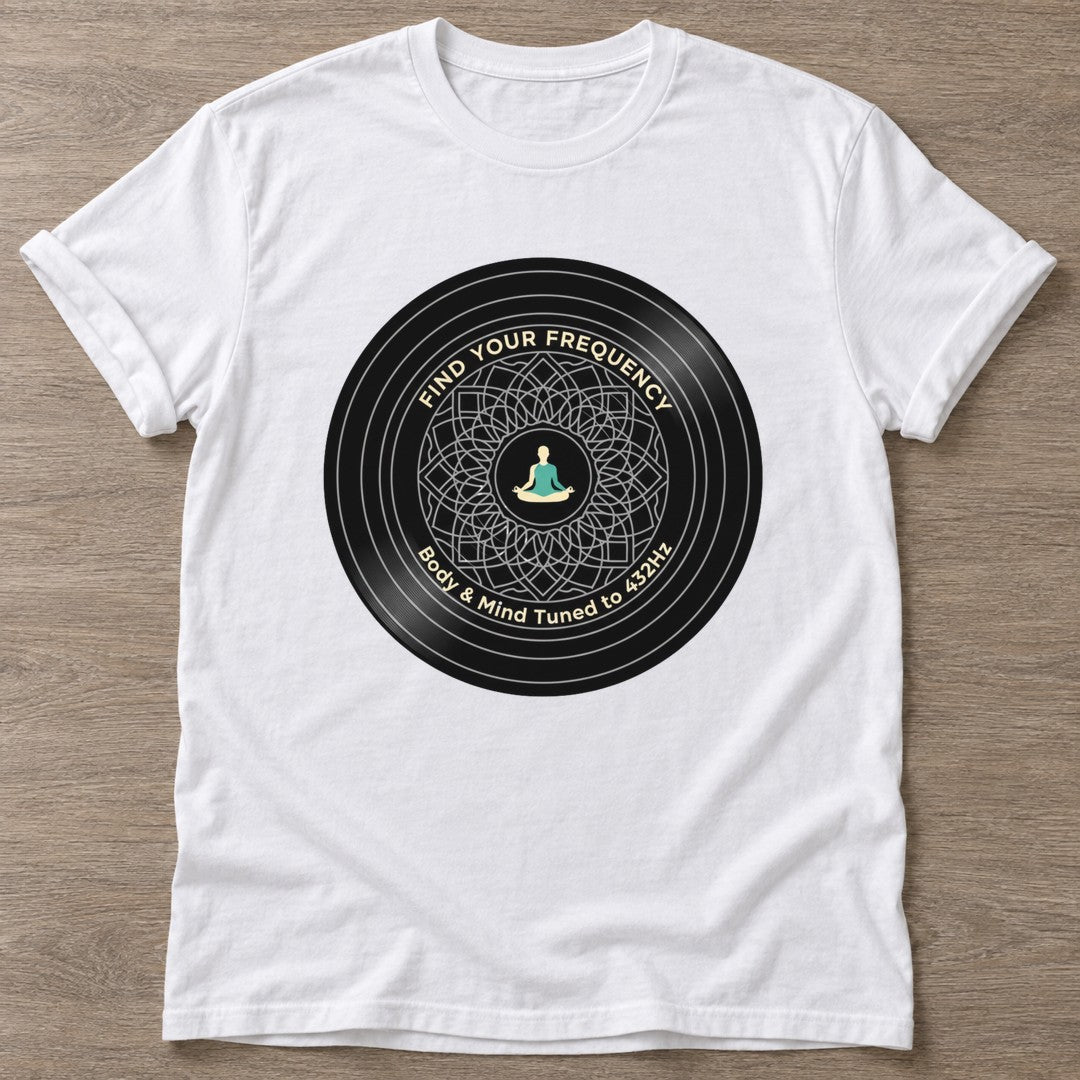 White Tuned To 432Hz T-shirt — rest and recovery design, for women who train