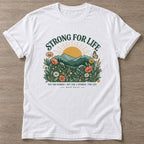 White Wildflower Strength T-shirt — floral strength design, for women who train