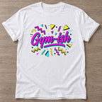 White Sweat Chaos T-shirt — funny gym slogan, for women who train and laugh about it