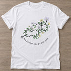 White Blooming Chemistry T-shirt — floral strength design, for women who train