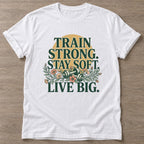 White Strong And Soft T-shirt — rest and recovery design, for women who train